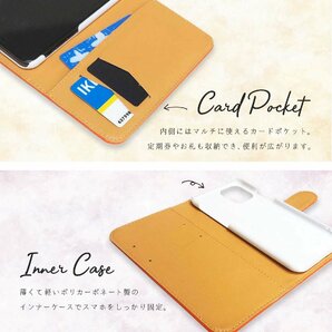 らくらくスマートフォンme F-01L スマホケース（オレンジ）手帳型 PUレザー 無地 ケース 横開き カード収納 カバーの画像3