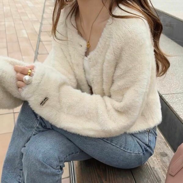 ogue usagi cardigan rapin cream シャギー