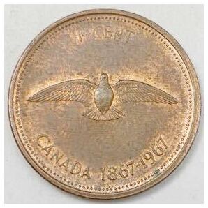 海外コイン カナダ 1セント記念硬貨 1967年 エリザベス2世の画像1