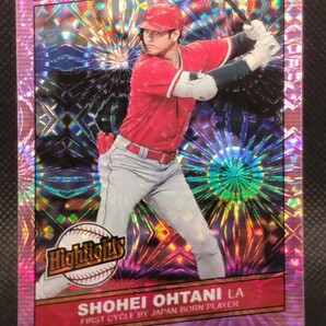 大谷翔平 花火 【2020 PANINI DONRUSS HIGHLIGHTS SHOHEI OHTANI H-6 PINK FIREWORKS PARALLEL】 エンジェルス ドジャースの画像1