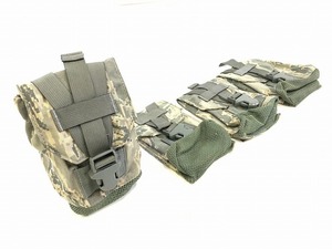 【米軍放出品】☆未使用品 迷彩ポーチ 4個 ミリタリーポーチ キャンティーンポーチ メッシュ サバゲー (60) ☆CC25S