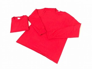 【米軍放出品】PORT&COMPANY エッセンシャルTシャツ Lサイズ 2枚 長袖 ロングスリーブ 赤/レッド (60) ☆BB27RK-W#24