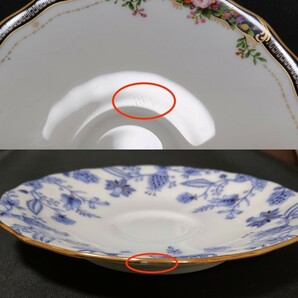 Noritake ノリタケ アソート ティーカップ＆ソーサー5客セット 絵変わり花柄 色絵 金彩 金縁 洋食器 【現状品】xy520102の画像10