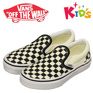 VANS (ヴァンズ バンズ) Kids VN000ZBUEO1 Uy Classic Slip-On キッズ クラシック スリッポン スニーカー (Checkerboard) Black x Wht VN55