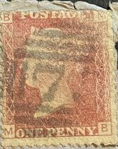 イギリス切手　レッドペニー　ヴィクトリア女王　プレート№92　１８６４年発行_画像2