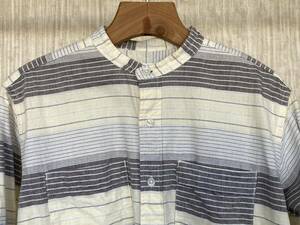 ENGINEERED GARMENTS Banded Collar Shirt - CL Horizontal Stripe