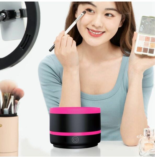 新品 電動メイクブラシクリーナーマシン 自動化粧ブラシクレンザーツール ピンク