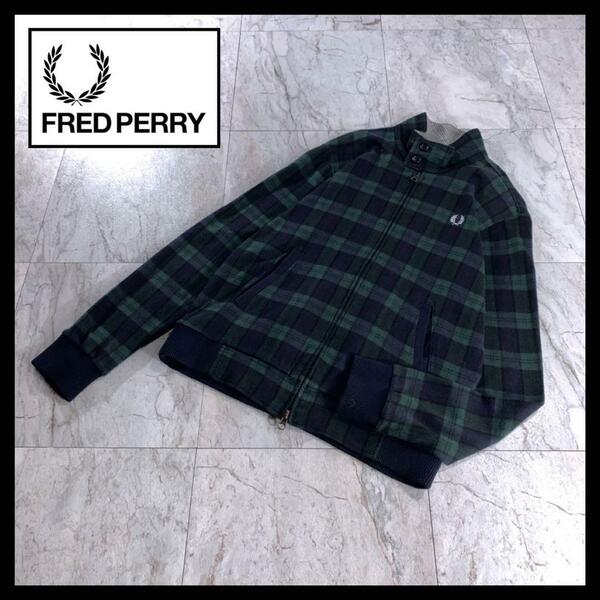 FRED PERRY 短丈 スウェット スイングトップ ブラックウォッチチェック