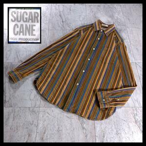 古着 SUGAR CANE シュガーケーン マルチストライプ シャツ 長袖 M