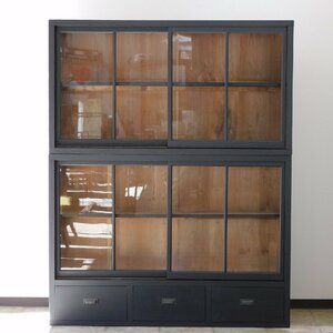  screen tree taste black color. piling glass cupboard drawer attaching HK-a-03512 / natural wood cupboard cabinet glass case showcase cupboard 