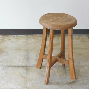 ふるい木味の丸椅子・スツール HK-a-03463 / ブナ材 古道具 木製 無垢材 シャビー イス チェアの画像8