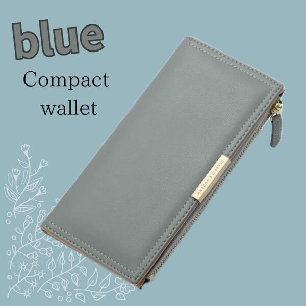 ② 長財布 スリム ウォレット 薄型 カードケース ポイントカード 収納 ブルー