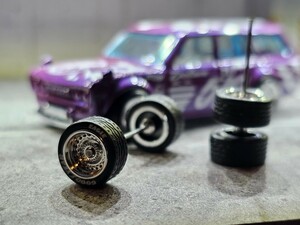 【3インチ 1/64に最適！】カスタムホイール custom wheels ホットウィール Hotwheel ホワイトレター入 リアルライダー ゴムタイヤ hp