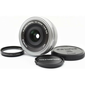 Olympus オリンパス M.ZUIKO DIGITAL ED 14-42mm F3.5-5.6 EZ シルバー ミラーレス一眼 カメラ マイクロフォーサーズ【中古】