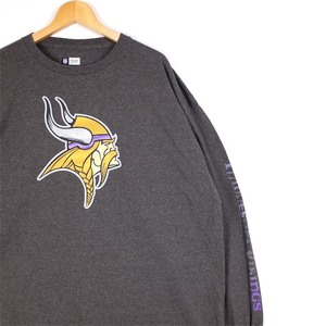 NFL TEAM APPAREL クルーネック長袖プリントTシャツ メンズUS-3XLサイズ グレー Minnesota Vikings ロンT t-2542n