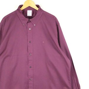 古着 大きいサイズ ブルックスブラザーズ 長袖ボタンダウンシャツ メンズUS-2XLサイズ 無地 紫 パープル系 tn-2233n