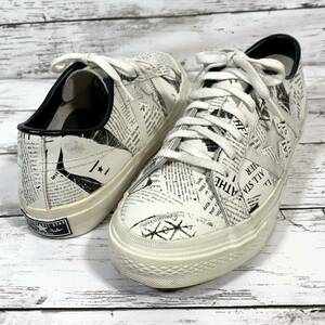 CONVERSE コンバース ジャックスター ニュースペーパー柄 総柄 レザー スニーカー 8 26.5cm