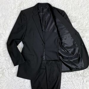 【美品】ユニクロ Slim Fit セットアップ スーツ ストレッチジャケット&ストレッチノータックパンツ スリム ブラック 黒 L/82cm メンズ