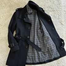 極美品!! カシミヤ素材!! バーバリーブラックレーベル 『不朽の名作』BURBERRY BLACK LABEL トレンチコート M ノバチェック ウール 黒_画像1