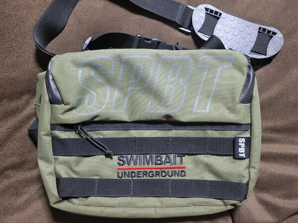 ★SWIMBAIT UNDERGROUND×SUPERBAIT★スイムベイトアンダーグラウンド×スーパーベイト ランチボックス ショルダーバック Olive 美中古 横