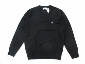 送料300円(税込)■po176■メンズ BEVERLY HILLS POLO CLUB 学生用長袖セーター ブラック LL【シンオク】