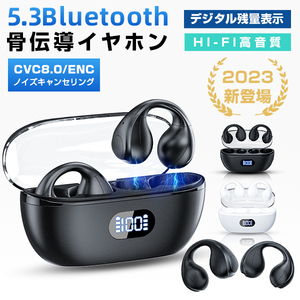 ワイヤレスイヤホン 骨伝導 bluetooth5.3 イヤホン ワイヤレス マイク付き ノイズキャンセリング 完全ワイヤレスイヤホン ブラック