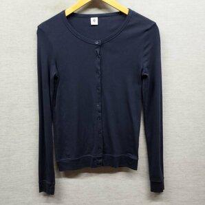 C48 PETIT BATEAU プチバトー アンサンブル 長袖 カーディガン 半袖 Tシャツ コットン セット レディース ネイビー サイズ S ミニマルの画像1