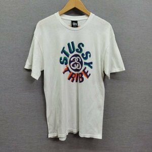 C164 Stussy ステューシー Tシャツ 半袖 カットソー フロント ビッグ プリント ストリート コットン メンズ ホワイト サイズ M