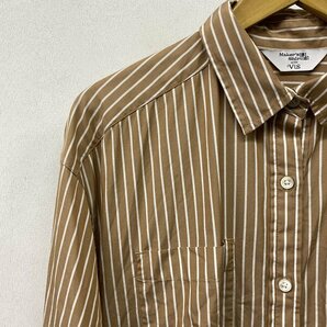 C271 Maker's Shirt 鎌倉 メーカーズシャツカマクラ Vis ビス ドロップショルダー シャツ ワンピース M キャメル ストライプ 羽織の画像3