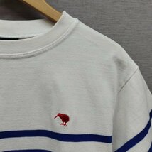 C368 canterbury カンタベリー 半袖 カットソー Tシャツ L ホワイト ブルー ボーダー イージーケア 速乾性 クルーネック ワンポイント_画像4