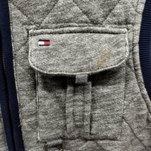 C617 TOMMY HILFIGER トミーヒルフィガー スウェット ベスト L/G グレー ネイビー バイカラー キルティング編み レイヤード 重ね着_画像9