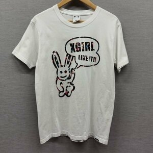 C657 X-girl エックスガール 半袖 Tシャツ カットソー ウサギ プリント コットン クルーネック レディース ホワイト ワンサイズ