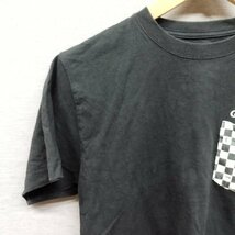 C682 Quiksilver クイックシルバー Tシャツ 半袖 カットソー 胸ポケット ブロックチェック ロゴ 刺繍 ブラック メンズ サイズ M_画像2