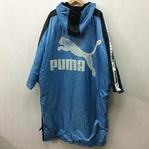 C680 PUMA プーマ ベンチ コート 裏ボア ロング スポーツ ウェア フード付き ビッグロゴ ヒットユニオン 80年代 ヴィンテージ 古着 ブルー_画像6