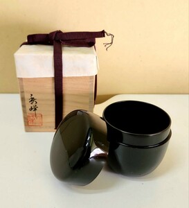 高崎秋峰 作 輪島塗 漆器 中棗 共箱付き 茶器　茶道具 茶入 棗