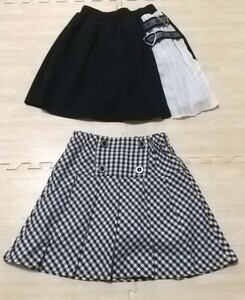 150cm☆スカート 　2枚セット ミニスカート　黒　チェック柄 プリーツ