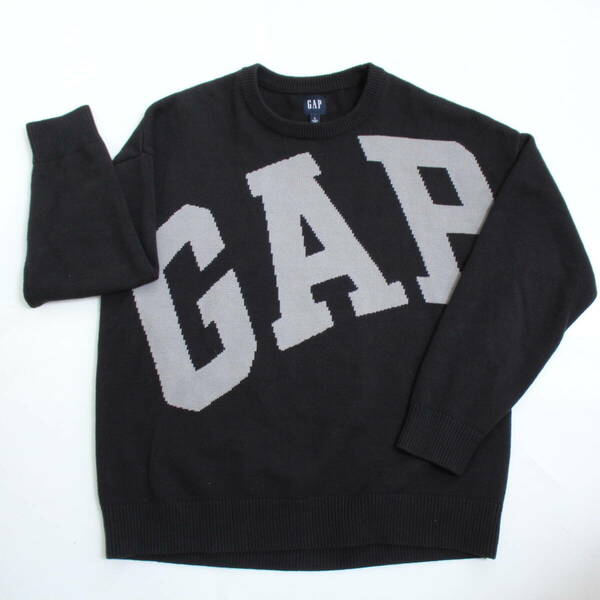 Gap Men's ジャガードロゴニットセーター黒Lサイズ ギャップ