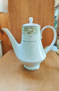 ★ Noritake Princeton ノリタケ プリンストン ティーポット 花柄 ポット コーヒーポット シルバー 花柄 昭和レトロ 大きめ 茶器 銀彩 USED