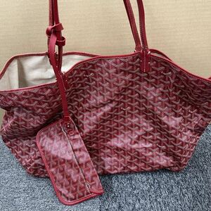 566.◎1円スタート◎GOYARD ゴヤール ハンドバッグ コーティングキャンバス トートバッグ サンルイ 赤 レッド メンズ 保存袋有 