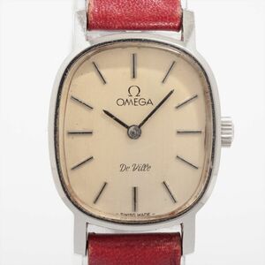 Omega De Ville SS x レザー 手巻き シルバー文字盤 1円 不動 腕時計 