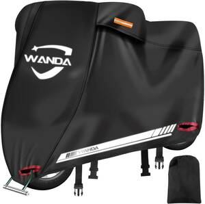 ブラック XXL：245*110*130 WANDA バイクカバー 【420D 全天候型 2023最新型】 厚手 破れにくい 耐熱