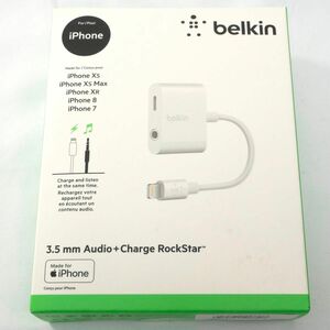 【中古】Belkin ライトニング&3.5mmオーディオ デュアルアダプター ホワイト