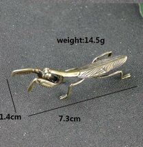 14.5g かまきり カマキリ 蟷螂 昆虫 虫 茶道具 小物 置物 和 蓋置 置き物 置物 アンティーク インテリア オブジェ 真鍮 金属 銅_画像4