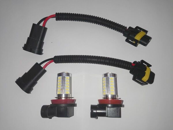 H11 LED フォグランプ Aoling H11 H8 LED コネクター オス メス 極性 反転 変換配線 延長 セット