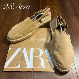 新品 ZARA 本革使用 ベルクロサンダル 28.5cm 44 SUEDE BEIGE メンズ ザラ シューズ サンダル ゴムベルト