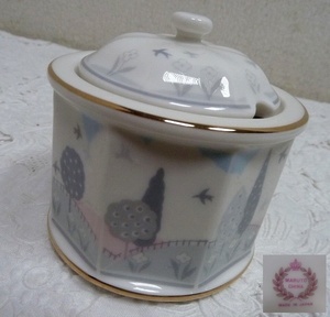 (☆BM)昭和レトロ/メルヘン MARUTO JAPAN シュガーポット 陶器製 茶器 砂糖入れ 日本製 