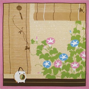 花景色　小風呂敷　夏　朝顔　約50×50cm　綿100％　日本製　新品