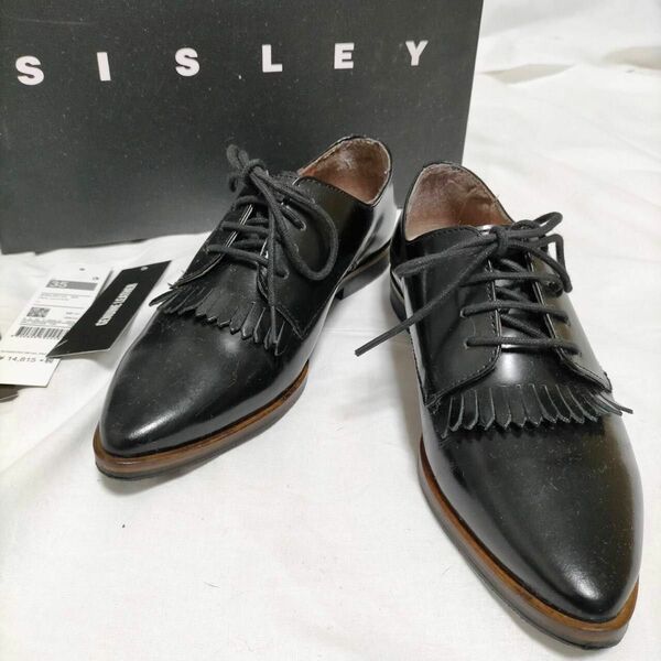 【極美品】SISLEY シスレー レディース 革靴 レザー ブラック 箱付き 35 シューズ 靴 ローカット