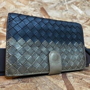 1円~美品 ボッテガヴェネタ イントレチャート ラウンドファスナー BOTTEGA VENETA 財布 男女 小銭入れ 新型 ■バイカラー