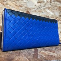 1円~美品 ボッテガヴェネタ イントレチャート ラウンドファスナー BOTTEGA VENETA 長財布 男女 小銭入れ 新型 ■バイカラー■２つ折り_画像2